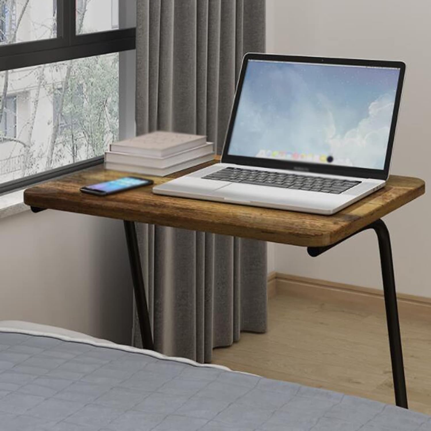 Aimery Office End Table Square C-Side Table, Retro Coffee Table with Metal Frame, Space Saving End Table for Bedroom Study Living Room (Color : A, Size : 50 * 35 * 56CM)