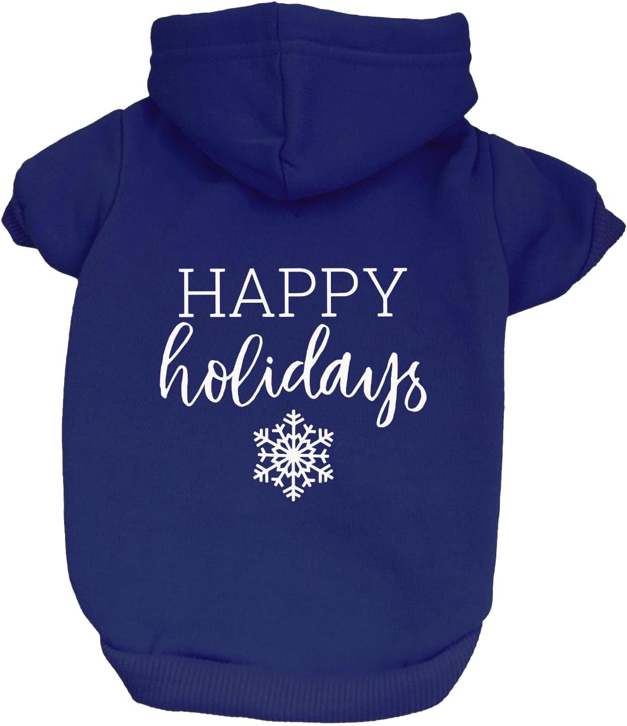 Happy Holidays Dog Hoodie | Fleece Lined |Leash Hole| Christmas | Holiday Season | Winter | Hanukkah | Gift|Royal Blue, Small 355