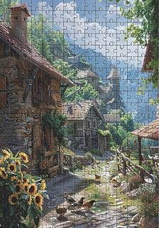 500 Piece Jigsaw Puzzle for Adults - Country Road Chicken Challenging Educational Game Fun Family Activities Farm Puzzle Floor Props Kid Gift Unzip Toy Wooden Puzzles