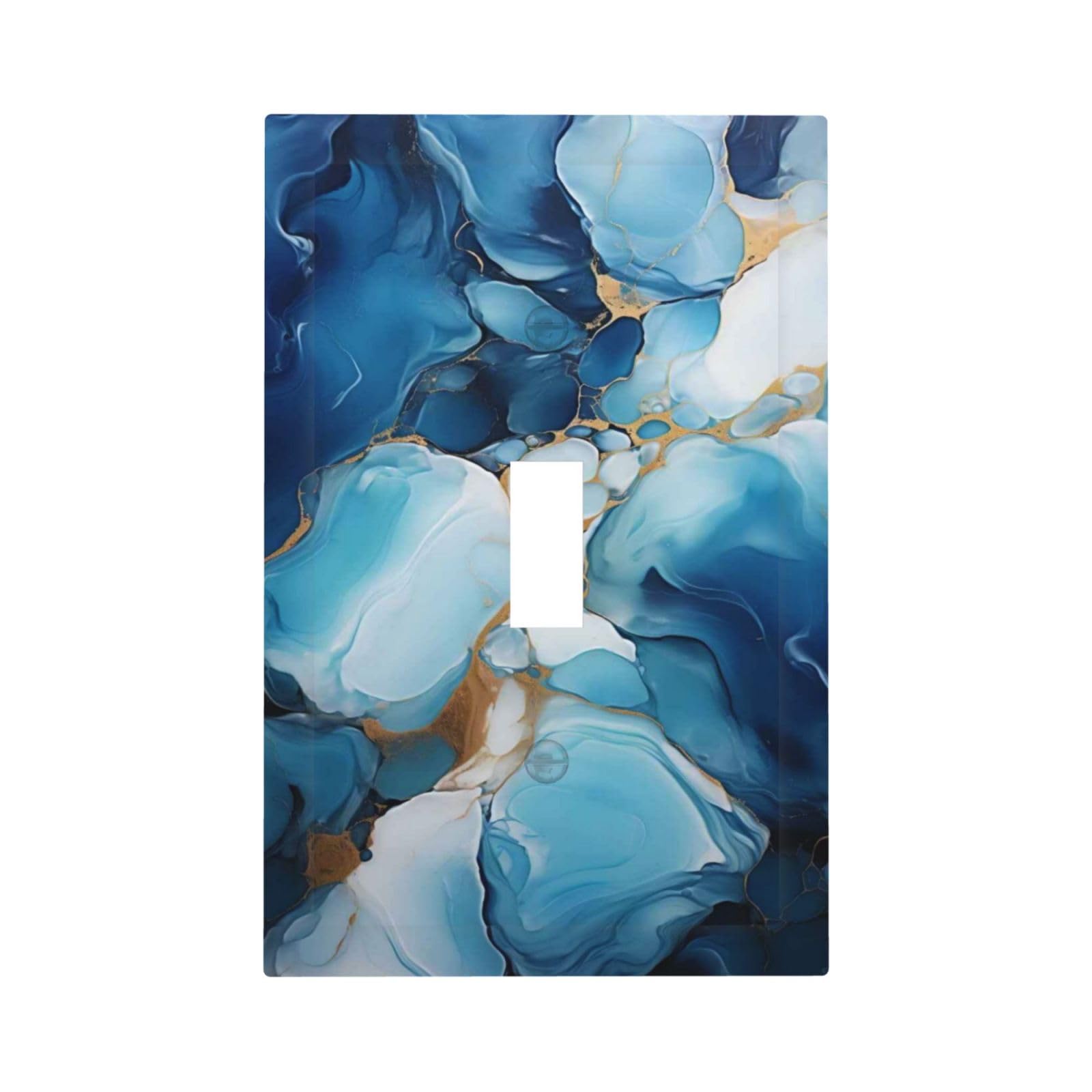 WUYOCHA Decorative Light Switch Plate Covers Artistic Abstract Blue Marble Gold Line Painted 1 Gang Wall Plate Single Toggle Switch Cover Plate Jumbo Electrical Switchplate Receptacle Faceplate