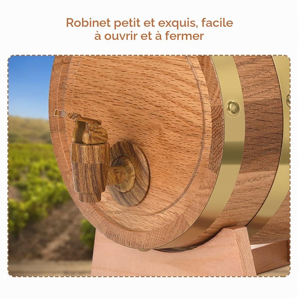Greensen Fût de Chêne 3L, Fût à Vin et Whisky en Bois, Personnalisé pour Maison, Bar, Fête et Banquet, Cadeau d'anniversaire
