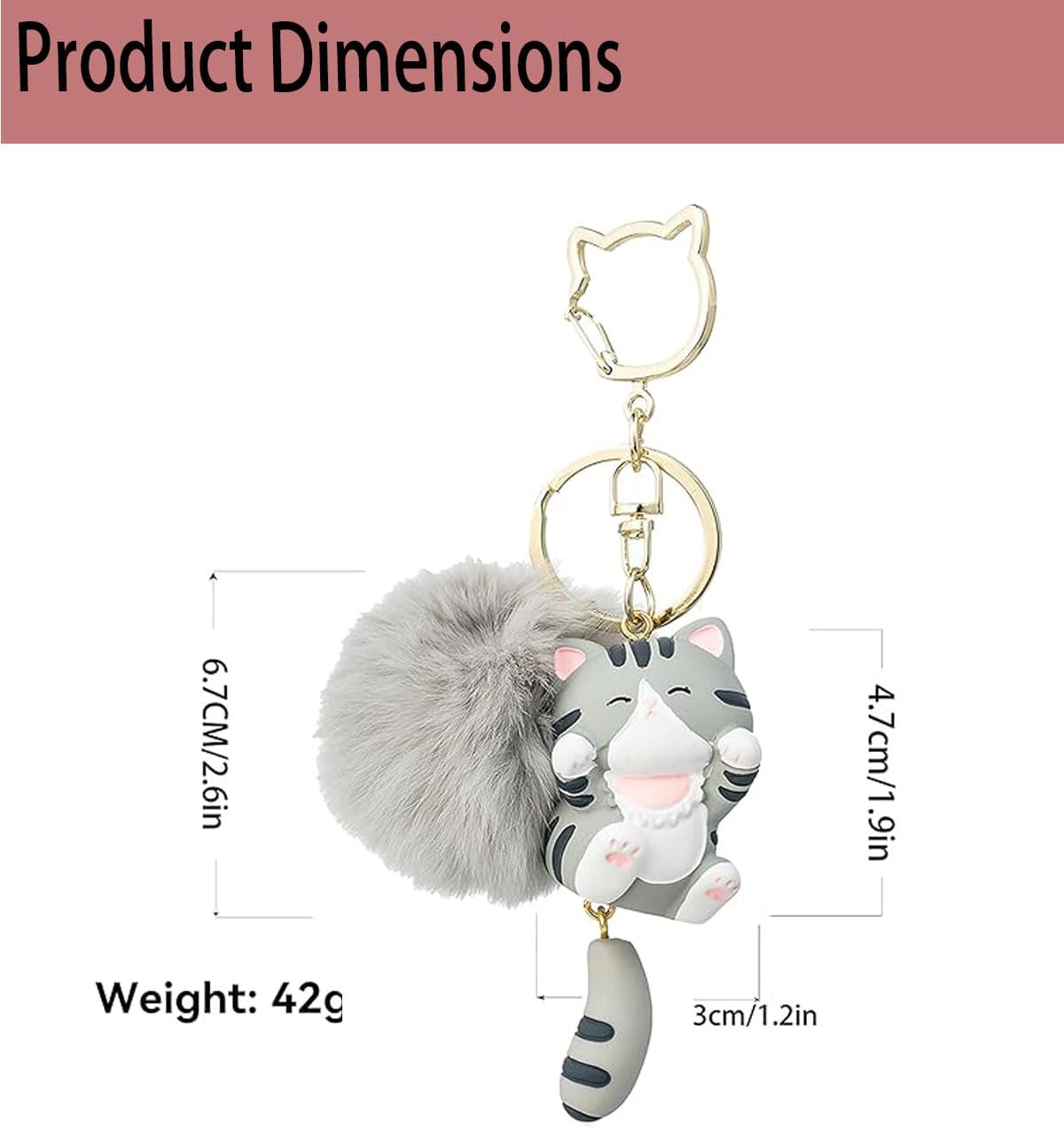 Cat Keychain bag charms for handbags Cute Keychains for Women Backpacks Accessories bag pendant keychain gift - Image 3