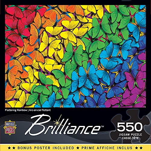 550 Piece Jigsaw Puzzle for Adult, Family, Or Kids - Fluttering Rainbow by Masterpieces - 18 X24 - Family Owned American Puzzle Company