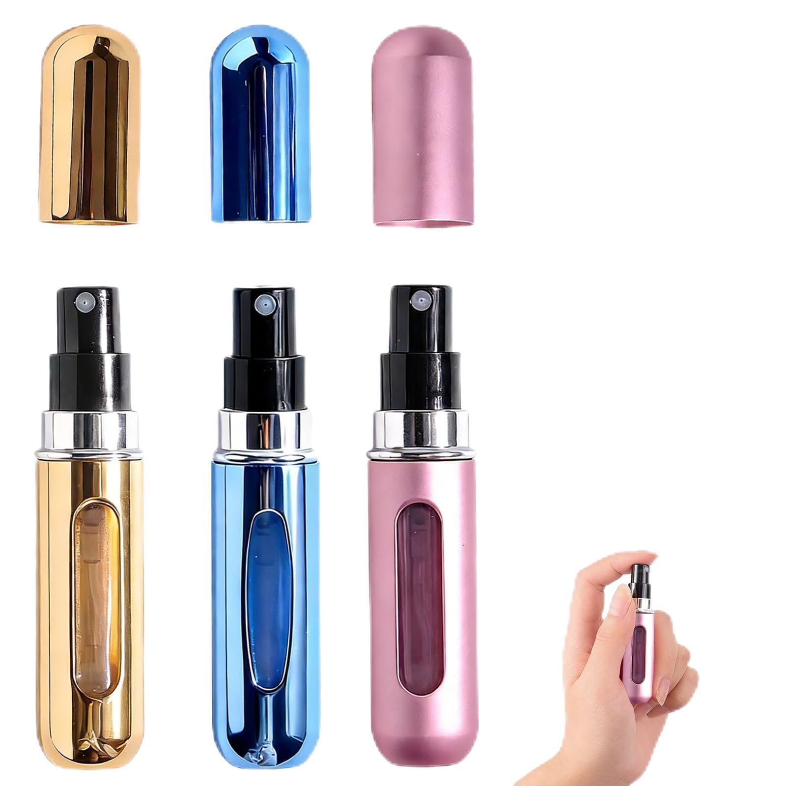 3 Pezzi Atomizzatore di Profumo 5ml, Mini Bottiglia Spray Portatile, Perfetto per Viaggi, Passeggiate e Feste, Elegante e Compatto