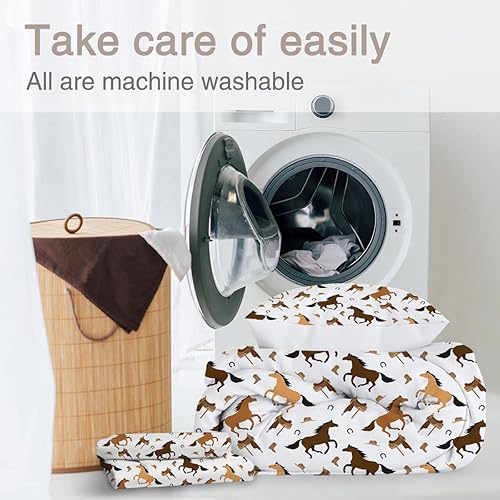 Miniatura 7 de ARIGHTEX Juego de ropa de cama infantil de 4 piezas con bonito animal de granja, incluye edredón acolchado, sábana bajera, sábana superior y funda