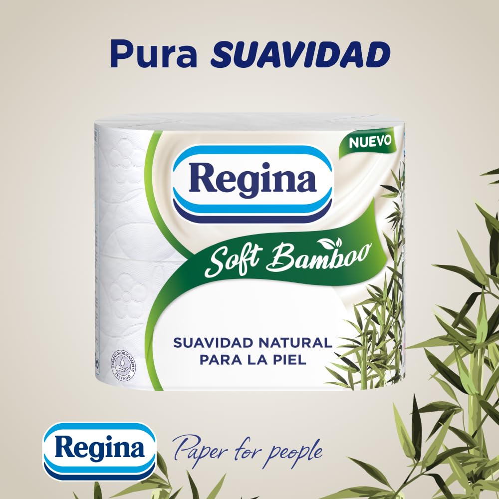 Regina Soft Bamboo - 40 rotoli di carta igienica morbida a 3 strati, 160 fogli, per pelli sensibili, fibra di bambù, FSC certificato