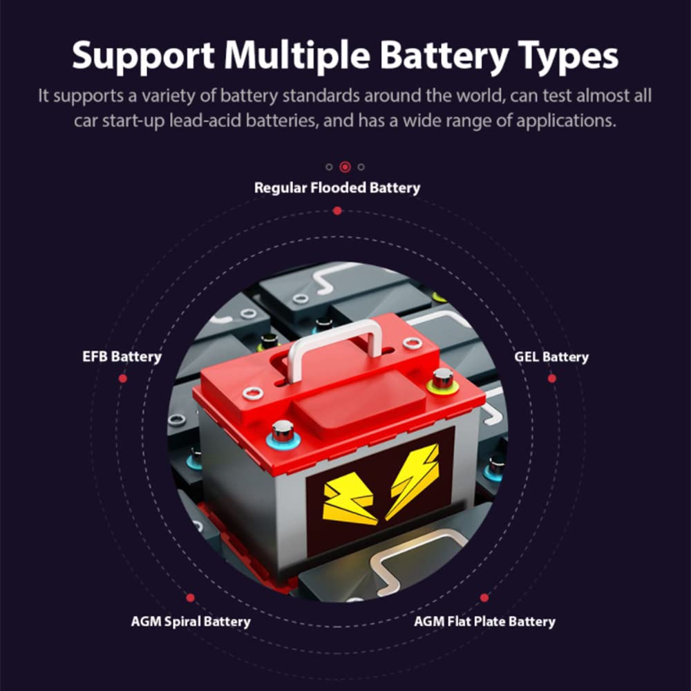 Riloer Analyseur de batterie de voiture, testeur de batterie 6 V/12 V, testeur de batterie multilingue