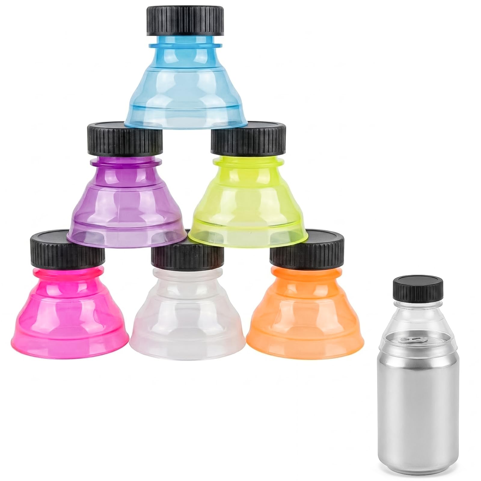 Haoyic 6 Pcs Can Lids Transparent Plastic Bottle Sealing Caps Snap Bottle Top for Drink and Soda Cans