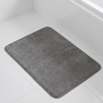 Muddy Mat CloudStep Bathroom Rugs, Non Slip Bath Mats for Bathroom, Super Absorbent Memory Foam Chenille, Quick Dry Machine Washable Thick Toilet Rug for Shower Tub and Floor, Grey 20" x 30"