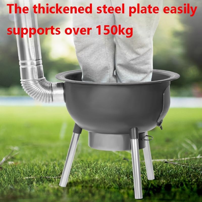 Outdoor Wood-Burning Stove 14mm Reinforced Steel Grate Bars, Multi-Ring Cooktop, Large Fuel Mouth & Ashs Box, 150kg Load-Bearing, Quick Heating, Multi-Fuel(52 * 52 * 53cm)