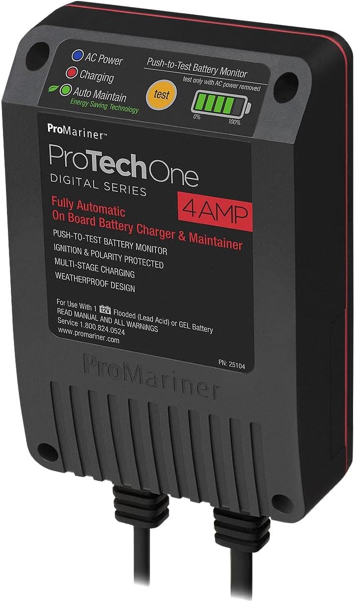 ProMariner 25104 ProTechOne Digital Series 4 Amp Fully Automatic On-board Battery Charger and Maintainer AC Corded Model