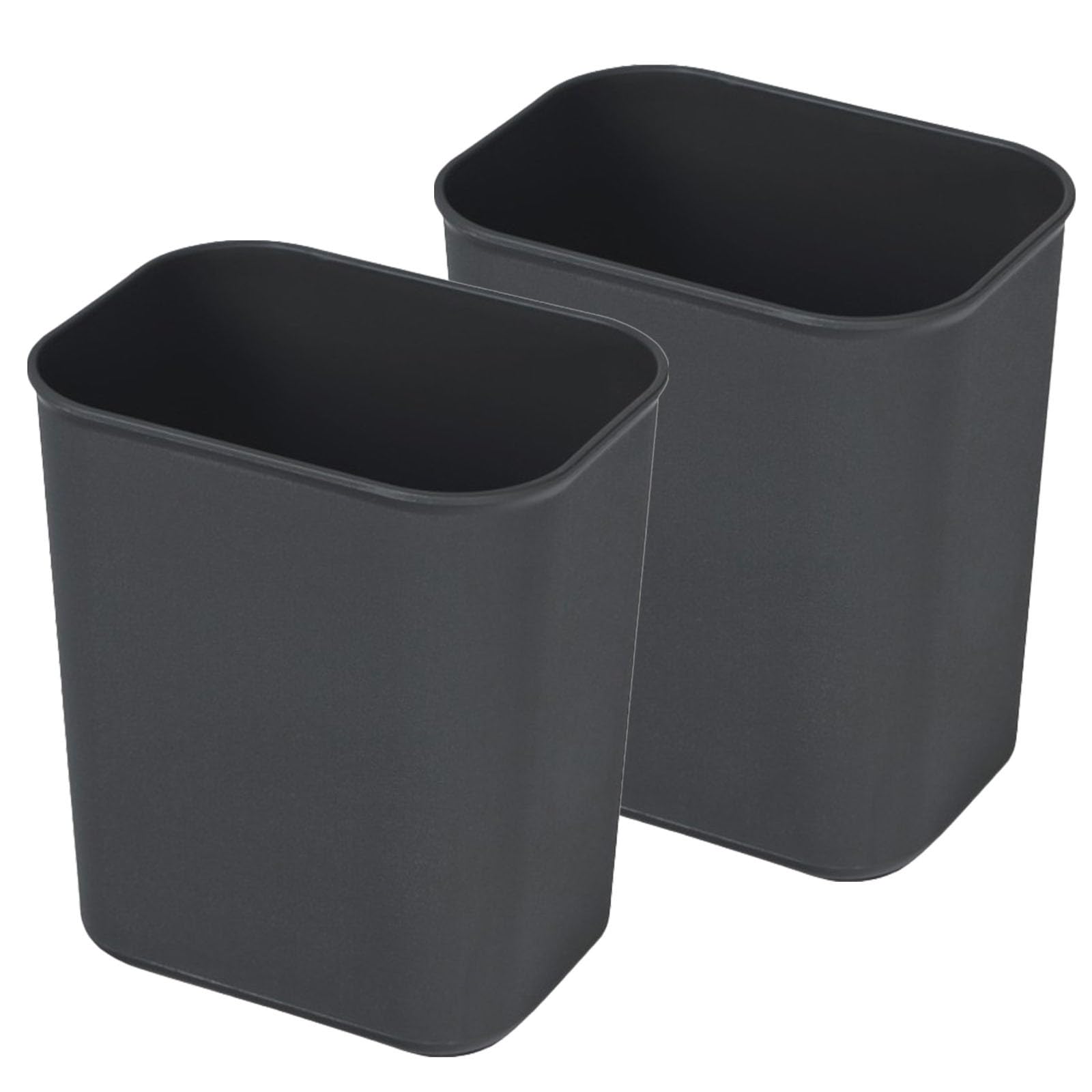 Cestino Porta Rifiuti Rettangolare in Plastica 8l Nero, 2 Pezzi | Camera da Letto e Cucina, Design Semplice, Forma Rettangolare, Pratico Formato Domestico