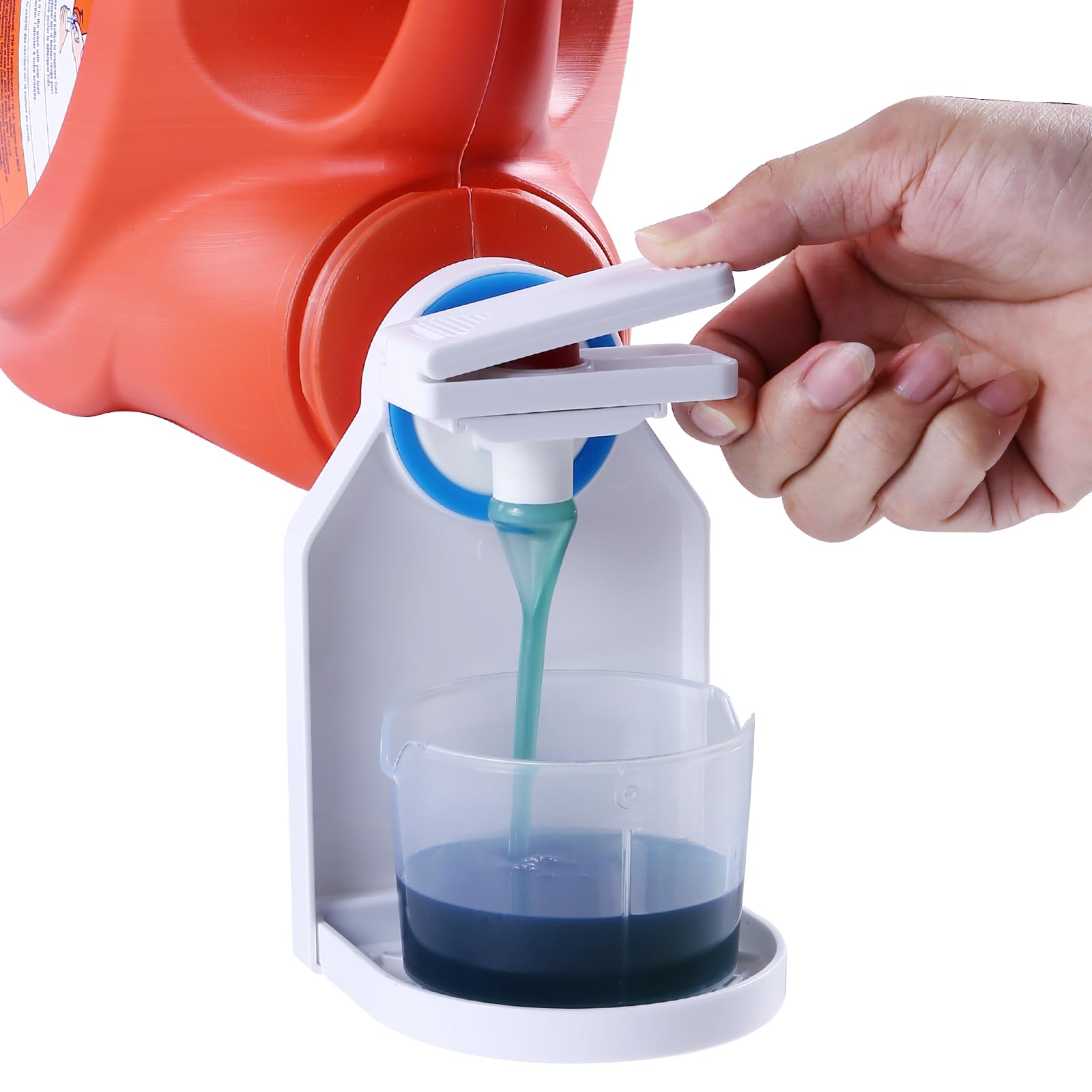 KERZEAT Laundry Detergent Dispenser Cup Holder & Nozzle Force-Saving Switch, Drip Catcher, Soap Dispenser, Room Organization and Storage