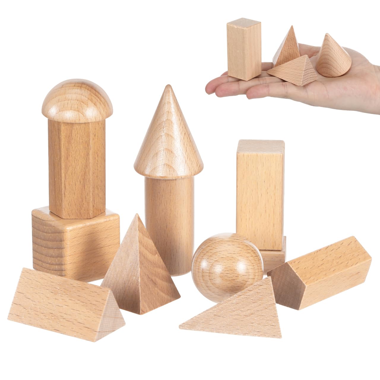 UPKOCH Geometrische Körper Aus Holz 3D Formen Lernspielzeug Ab 3 Jahre Form-Matching-Spielzeug Für Grundschule Mathematisches Hilfsmittel Für Hand-Auge-Koordination Und Logisches Denken