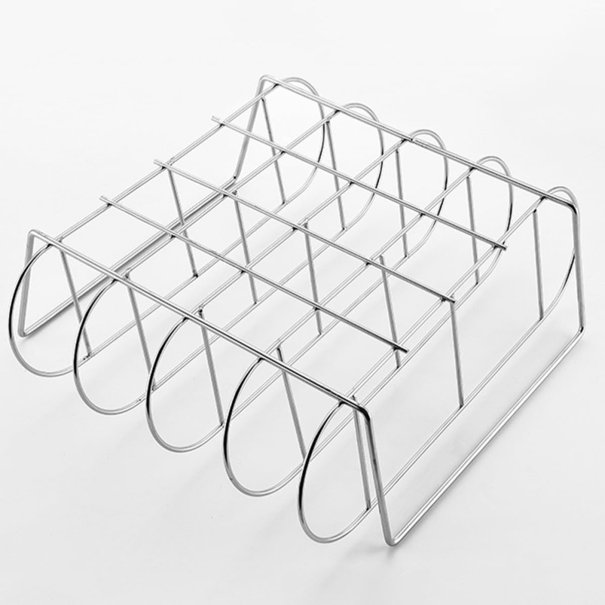 iplusmile Parrilla y Fácil de Limpiar para Costillas de Barbacoa de Acero Inoxidable Diseño Ergonómico Accesorio Adecuado para Asar Pollos y Costillas en Casa o Picnic
