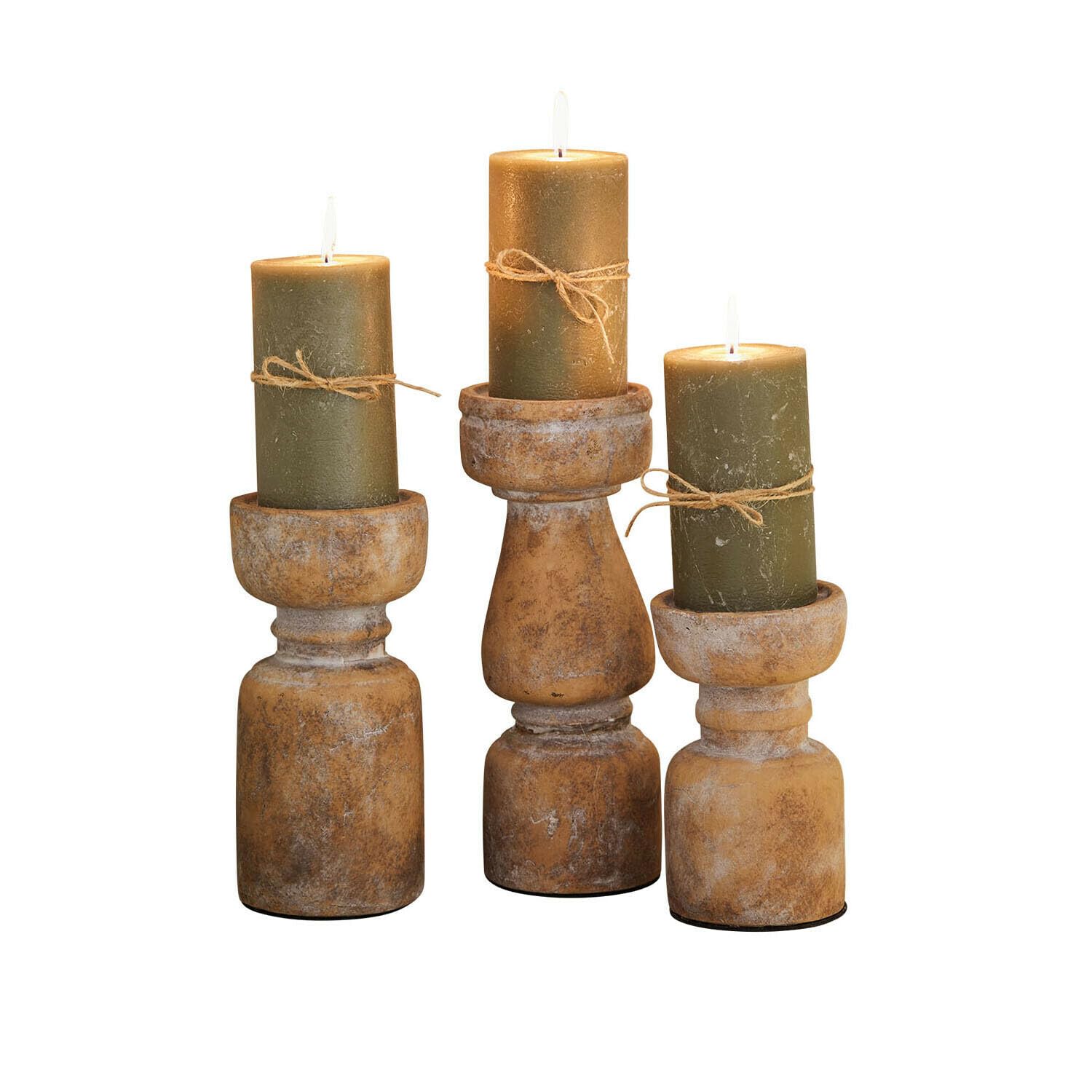 Loberon Kerzenständer 3er Set Talona - terrakotta, terrakotta | DREI Formen - Warme Farbgebung - für Stumpenkerzen - Kerzenhalter - Dekoration - Terrakotta