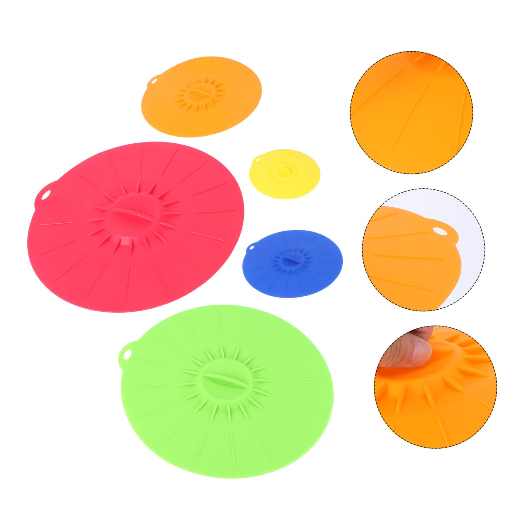 BESTonZON 5 Pièces Couvercles Extensibles Couvercle De Plaque En Silicone Couvercles De Bol D'Aspiration Couvercles De Tasse Couvercle De Pot Couvercle De Micro-Ondes Couvercle De Casserole