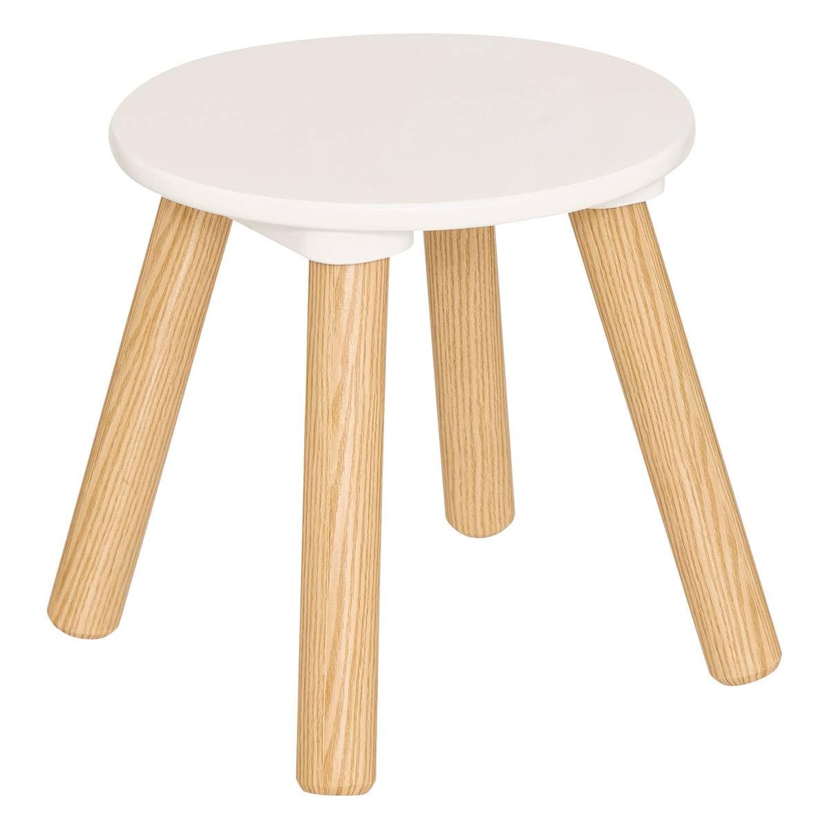 Atmosphera - Coiffeuse Enfant Bella - Blanc et Bois, L 61 x P 42 x H 89 cm, avec Tabouret, Miroir et Tiroir - pour Chambre d'enfant