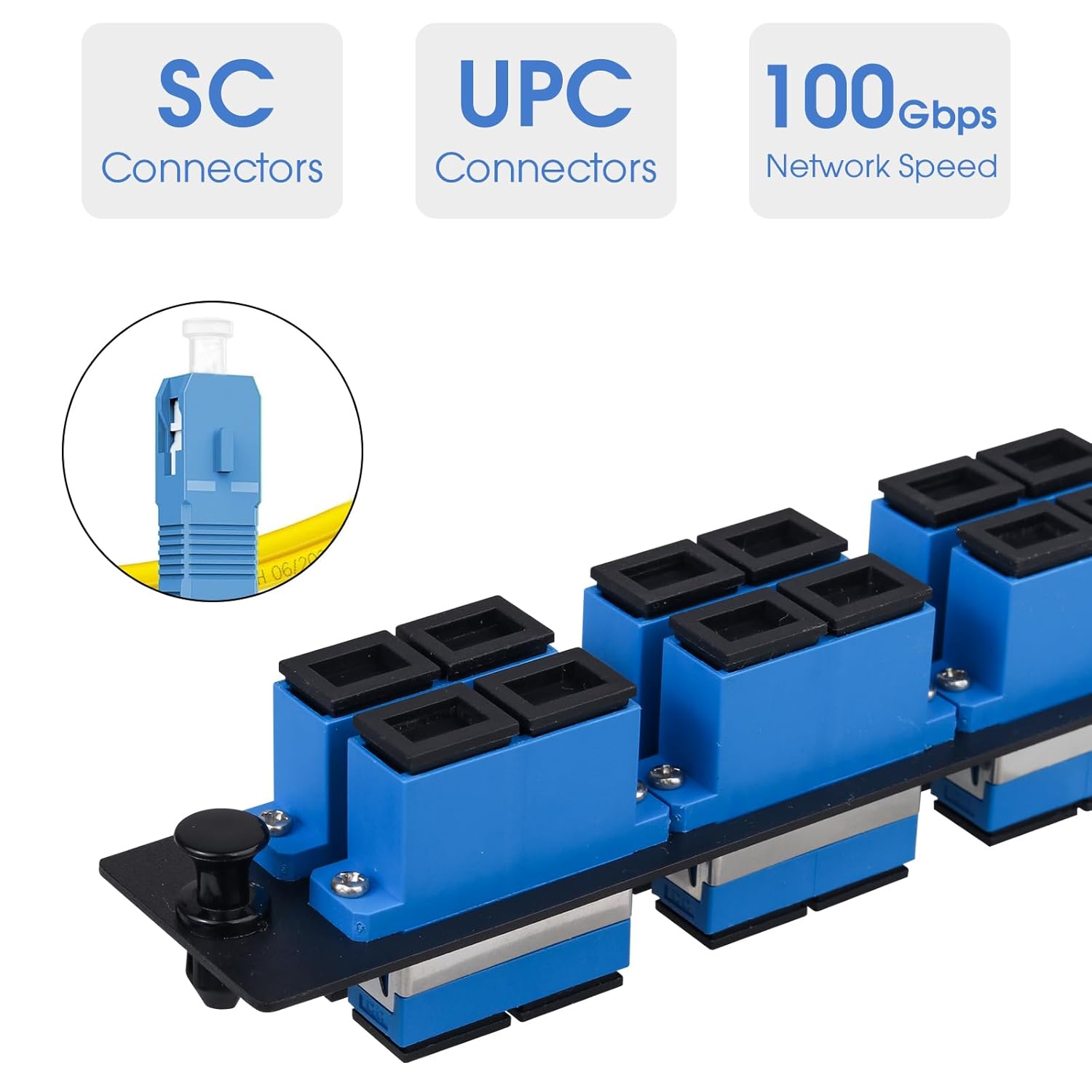 2-Pack 6 Duplex SC/UPC Fiber Patch Panel with Duplex Singlemode Blue SC Adapters, 12 Fiber Ports