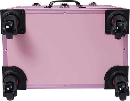 Miniatura 9 de LOYALHEARTDY Estuche de maquillaje con ruedas, carrito grande para cosméticos con cerraduras, bolsa de maquillaje con cajones, organizador de