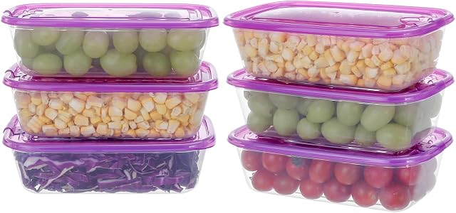 EASYLOCK 6 Pack 600ML Reusable Snap-On Food Containers with Lid Vents Airtight Meal Prep Containers Microwave Freezer Dishwasher Safe