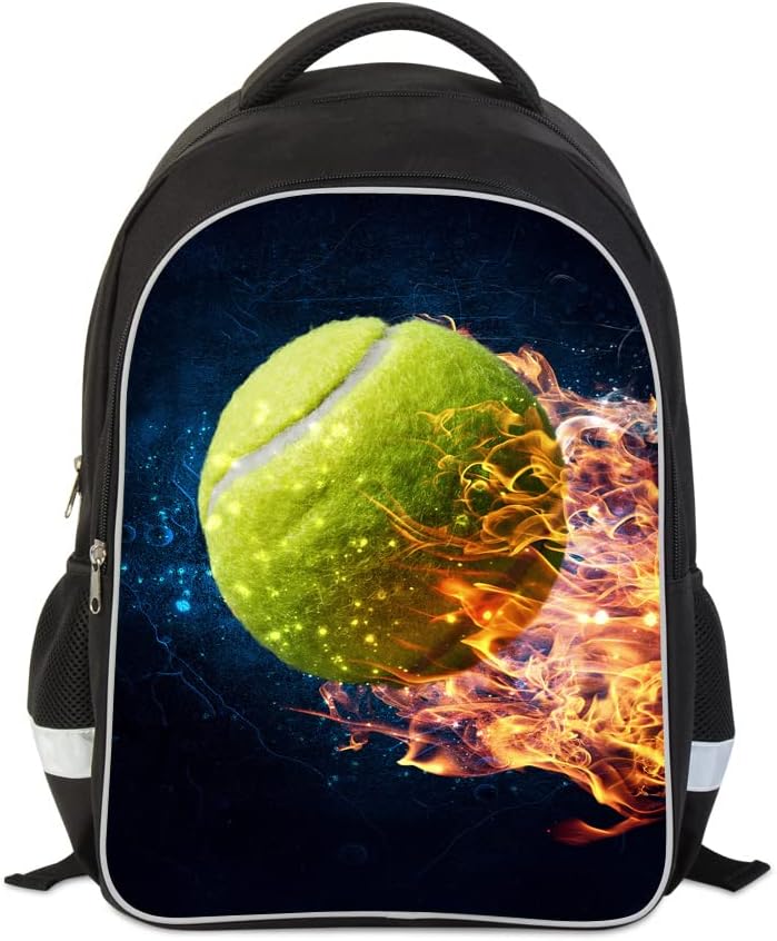 ZRENTAO Tennis balls Design Backpack for school Chilren Kids Black Girls Boys bookbag 17" amazing Gifts for Elementary school Student