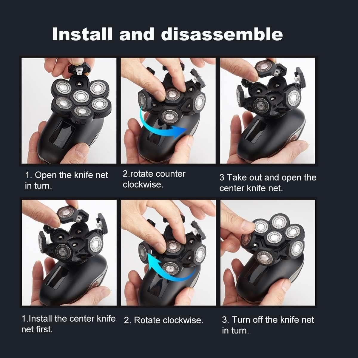 Head Shavers for Bald Men, 7D Head Electric Shaver for Men Multi Grooming Kit Digital Display Hair Trimmer Beard Razor Wet Dry Facial Shaving Machine