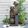 Bumilgar 53" H Outdoor Garden Water Fountain for Garden, Patio, Backyard, Deck, Porch and Home Art Decor, 4 Tiers Cascading Large Outdoor Fountain with Lights,Gold