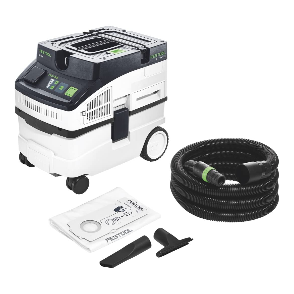 Aspirador profesional CT 15 E CLEANTEC | Include filtro principale, sacchetto filtro SELFCLEAN, tubo di aspirazione, bocchetta per fessure e bocchetta per tappezzeria