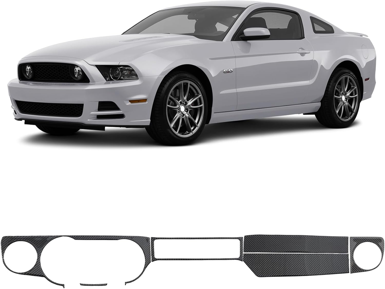 6PCS Real Carbon Fiber Dashboard Panel Trim AC Air Vent Trim Compatible with 2010-2014 5th Gen Ford Mustang, Interior Decal Sticker Accessories