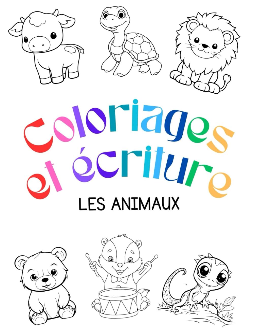 Livre de Coloriage et Animaux Mignons – 27 Dessins Faciles pour Enfants 4-8 Ans: Activité créative pour développer la motricité et la concentration