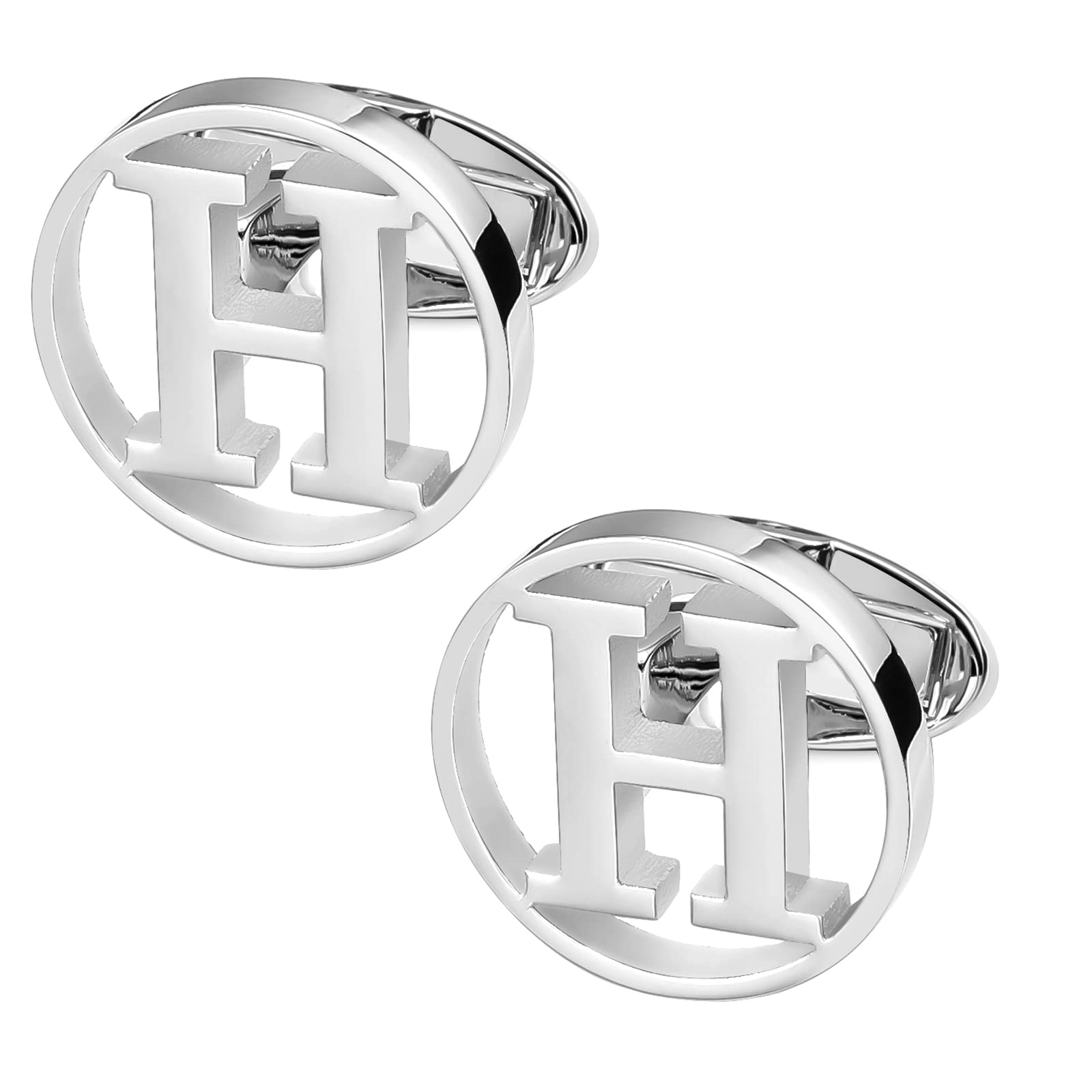 GWDCufflinks for Men Classic Tuxedo Shirt Wedding Cuff Links Personalized Initials A-Z Gift