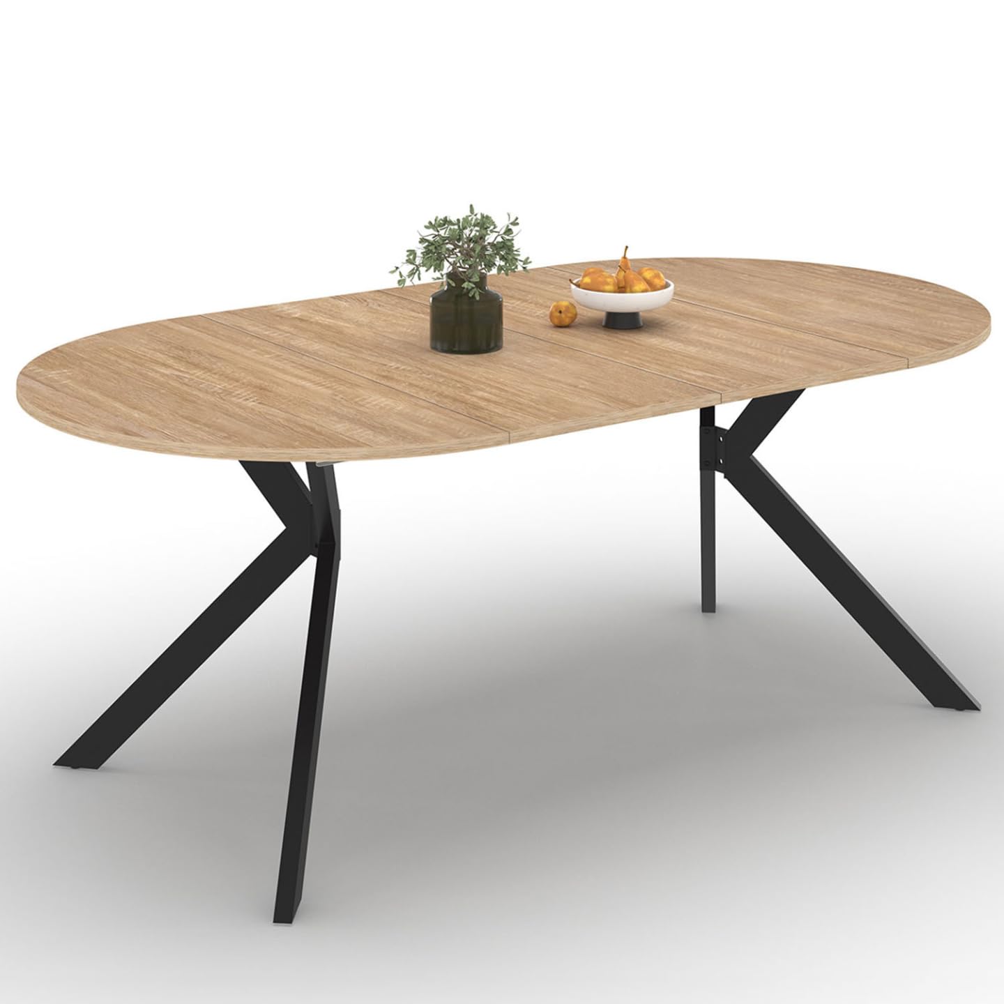 IDMarket - Table à Manger Extensible Ronde Alix 4-​10 Personnes Pied araignée Bois et Noir 110-​200 cm