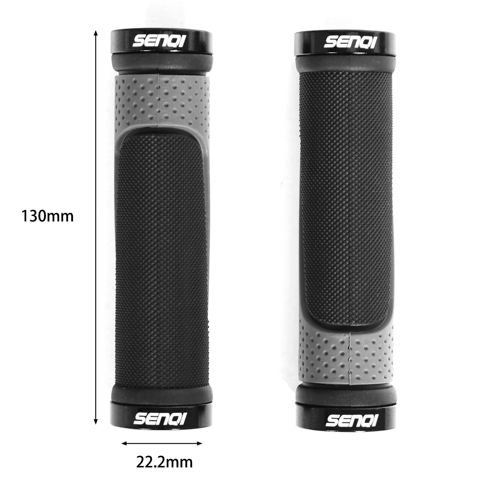 SENQI Poignées de vélo légères - 130 mm et 130 mm, 130 mm et 90 mm, 90 mm et 90 mm - Pour guidon de 22,2 mm - Convient pour vélos multi-vitesse, VTT, BMX - Noir