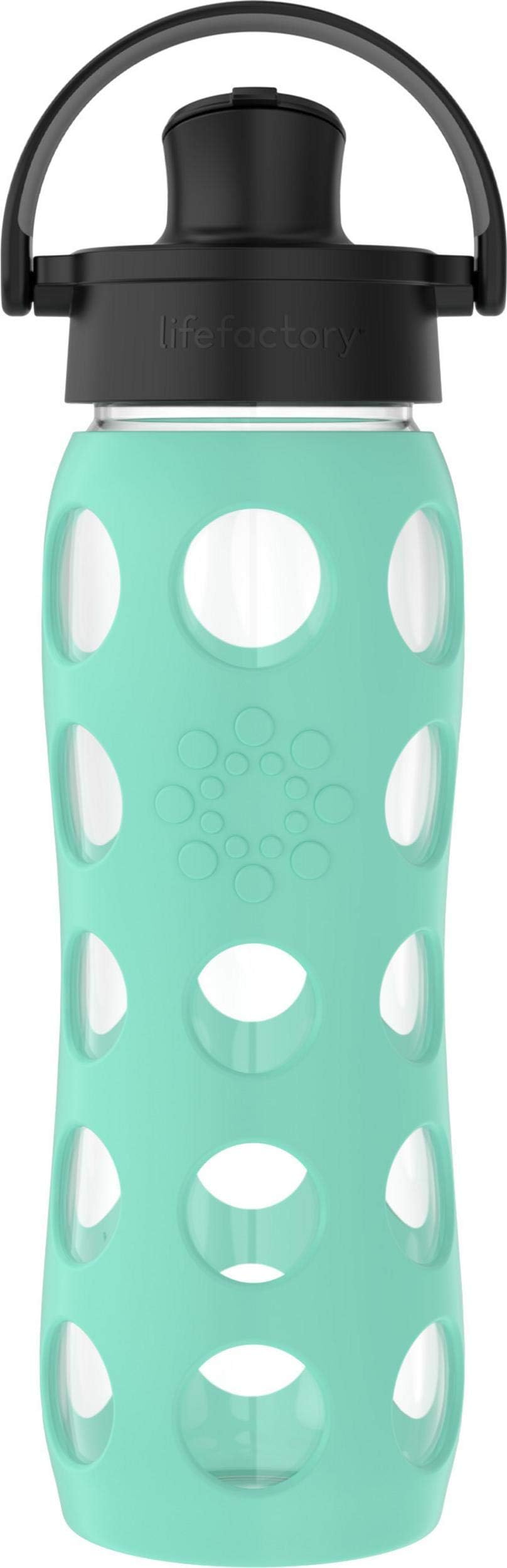 Lifefactory 22-Ounce BPA-Free Glass Water Bottle with Active Flip Cap and Protective Silicone Sleeve, Sea Green