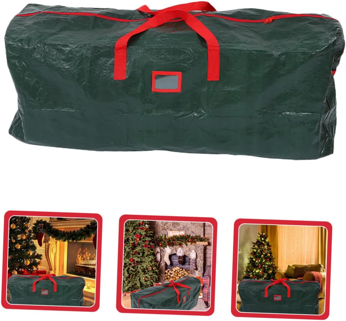 Amosfun Christmas Tree Storage Bag Waterproof Tree Pouch with Handles 165x38x76cm Green Dustproof Organizer Storage and Seasonal Decoration