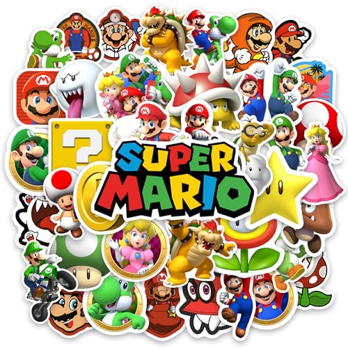 Kit Cartela com 40 Adesivos Diversos do Super Mario e toda turma