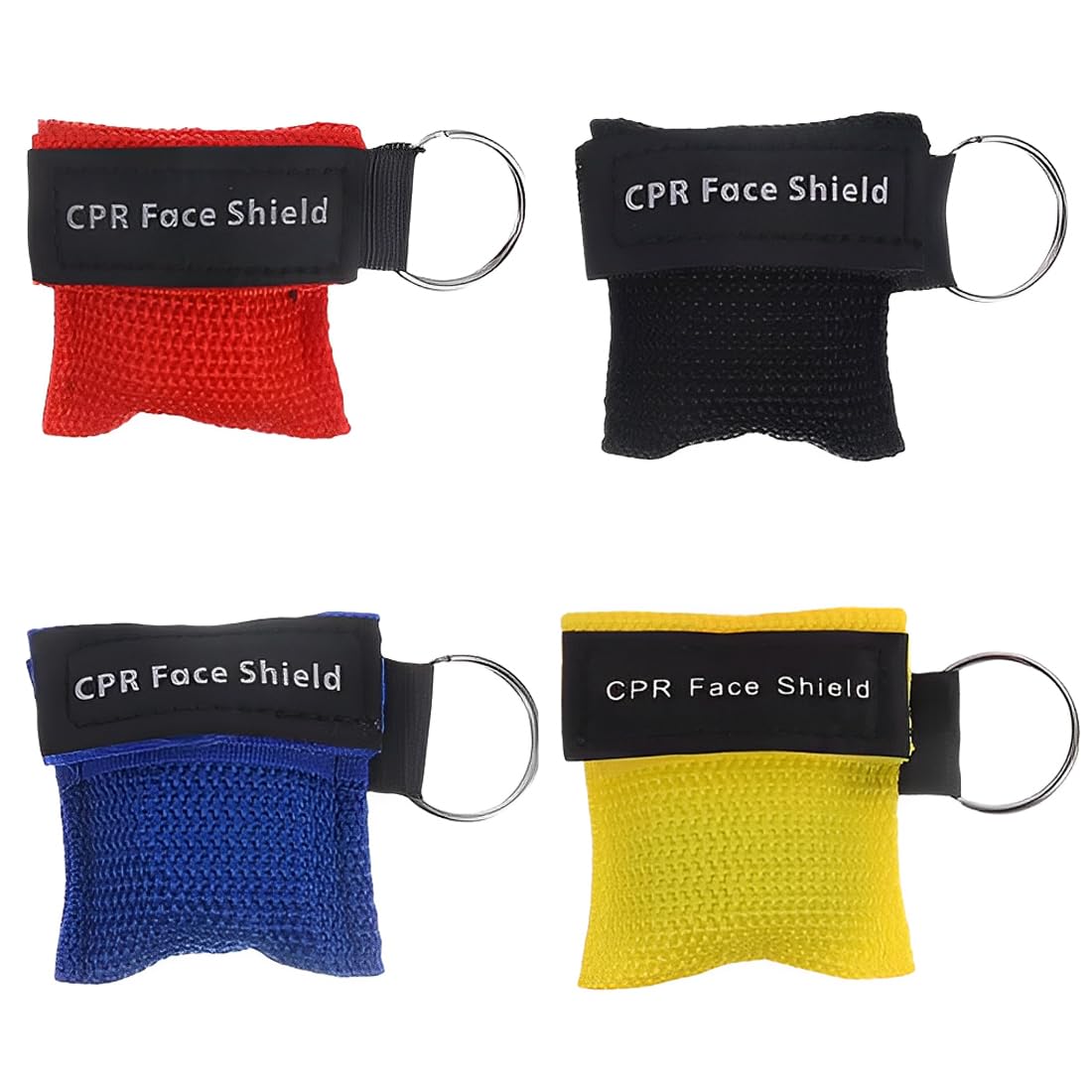 NHQZ 4 pezzi Maschera di respirazione Portachiavi CPR Face Shield di Primo Soccorso Pocket Mask Primo Soccorso Maschere respiratorie per Il Primo Soccorso o addestramento AED(A)