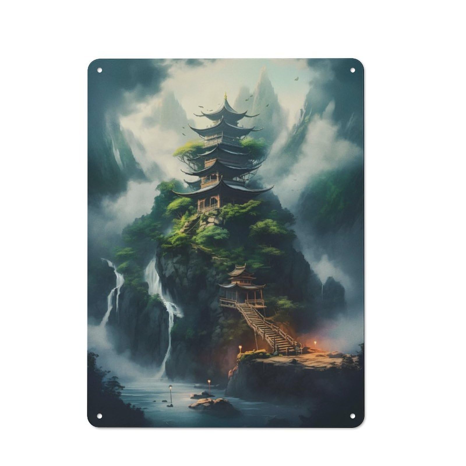 Junmoney Fantasy Castle Vintage Rustic Metal Plaque 40X30cm For Guest Room Or Hallway, For Home Interiors, Feature Walls And Decorative Displays