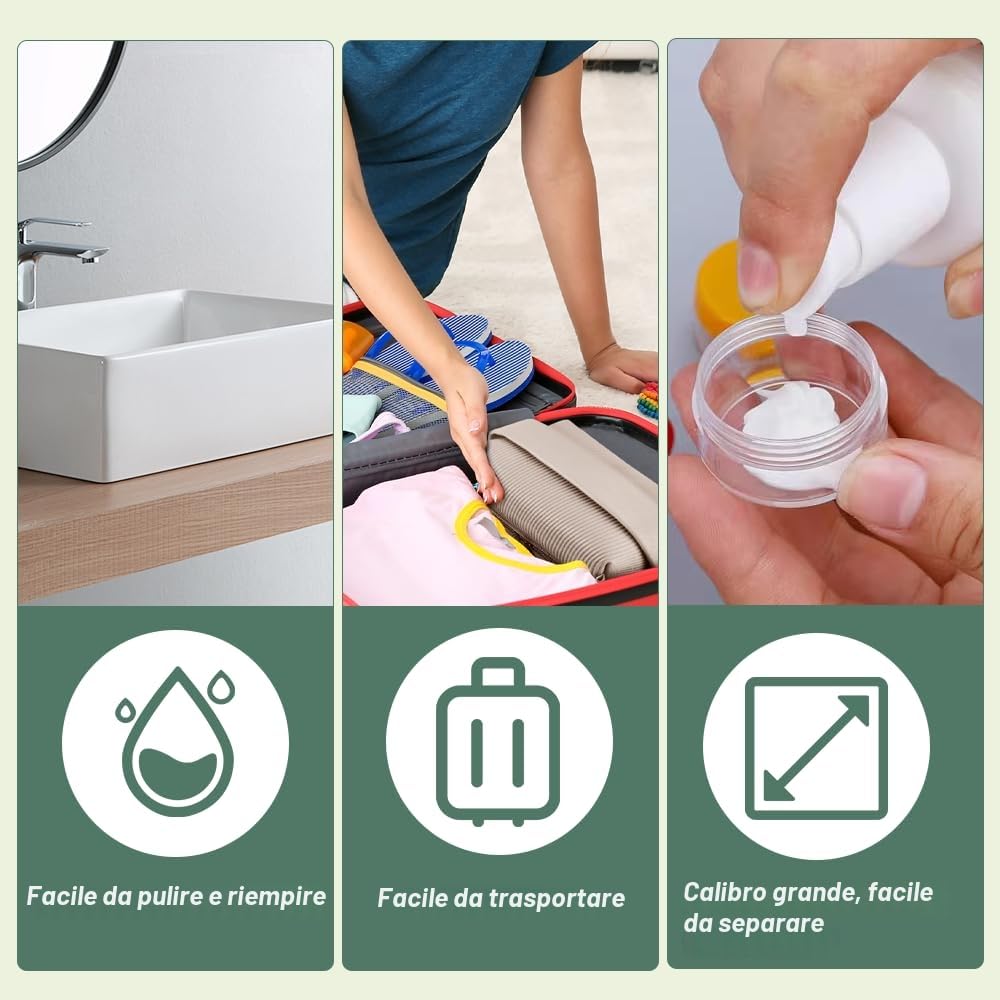 Contenitori Cosmetici, 4 Pcs 5g Trasparente Contenitori da Viaggio, Vasetti Plastica, Contenitore Cosmetico Barattoli Plastica Trasparente, per Crema Balsamo Labbra Campione