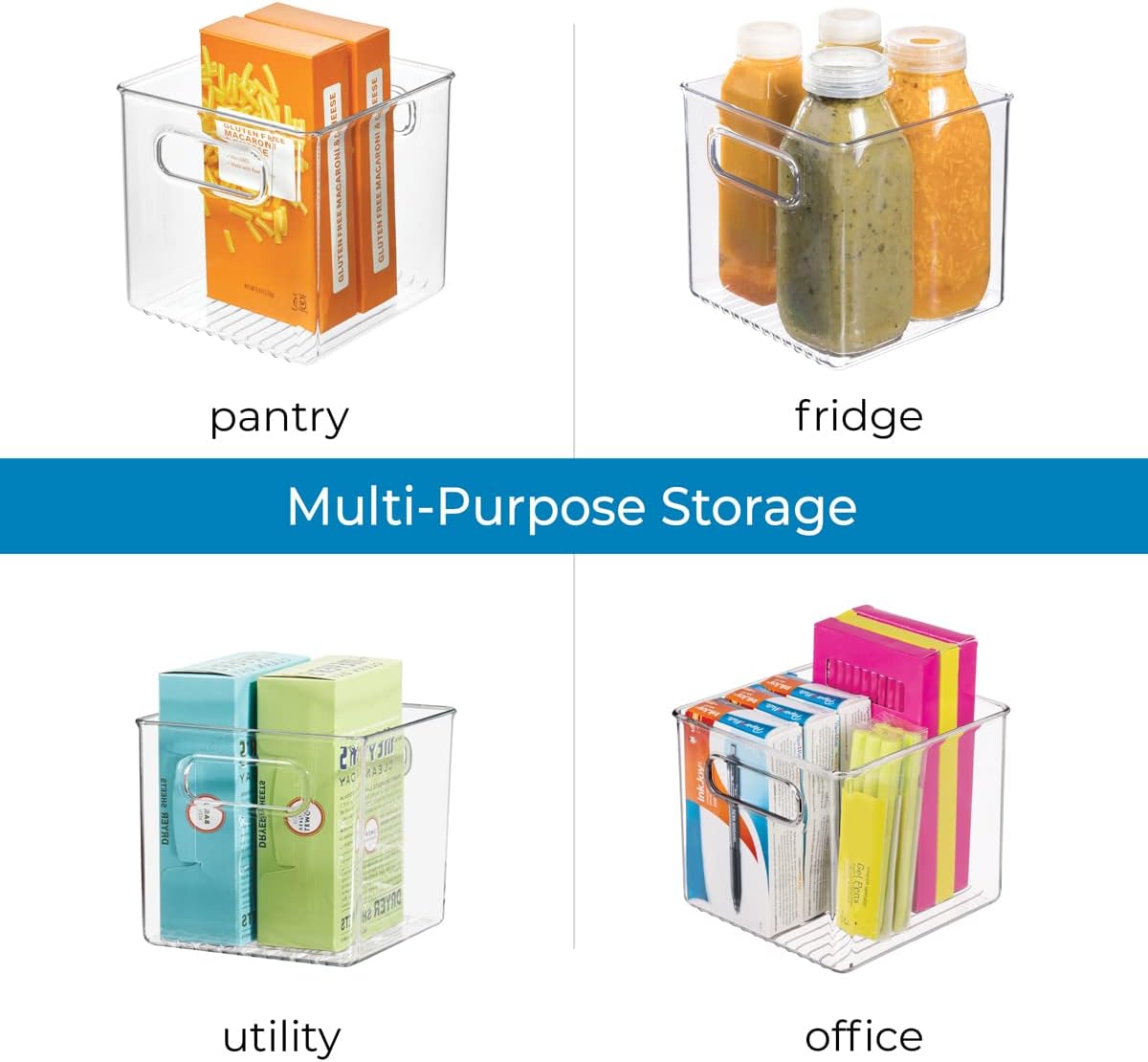 Clear BPA-Free 6x6x6 Storage Bin with Handles