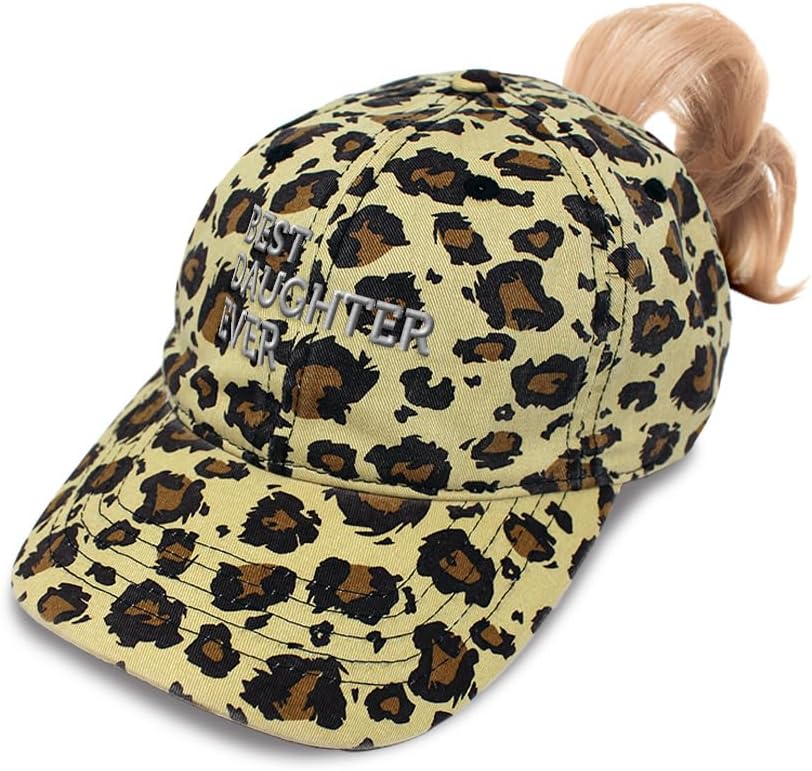 Custom Ponytail Cap Camo Hat Best Daughter Ever Child Girl Sun Hat with Ponytail Hole Bci Cotton