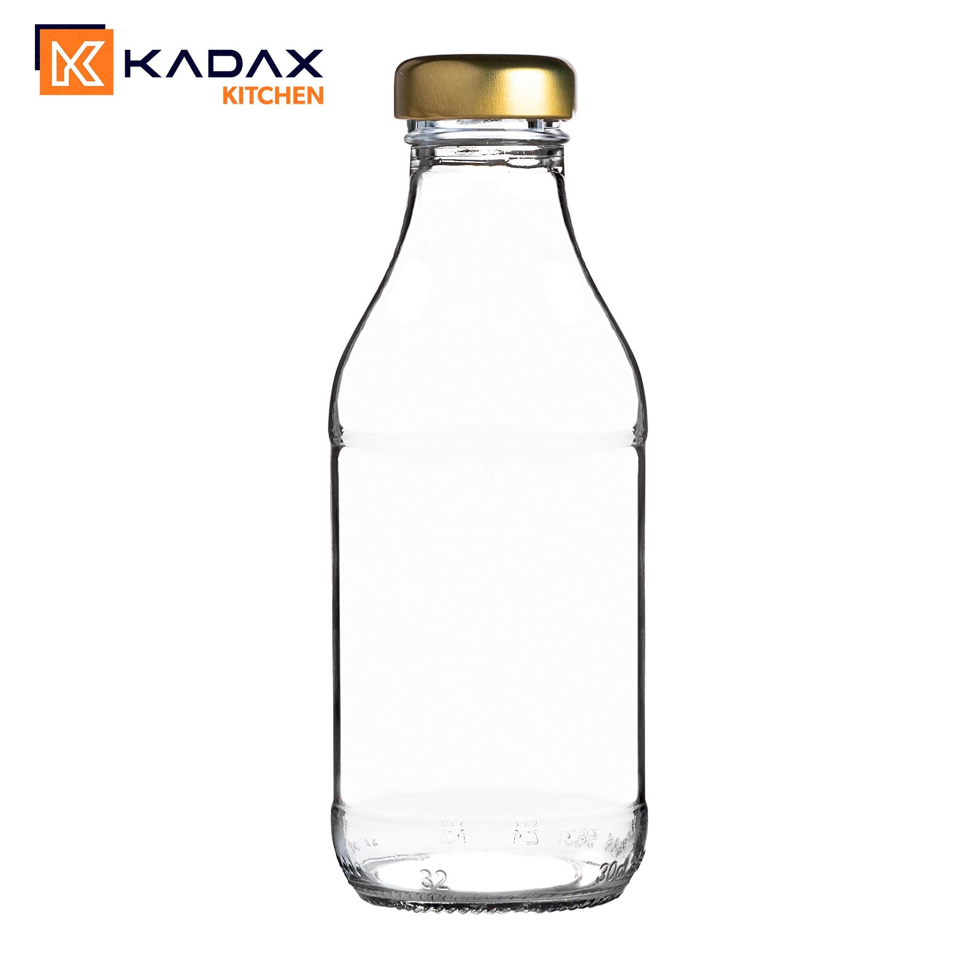KADAX Botellas de cristal vacías de 0,33 l con tapón de rosca, juego de 8/16/24 unidades, botellas pequeñas para llenar leche, zumo y batidos (24 unidades)