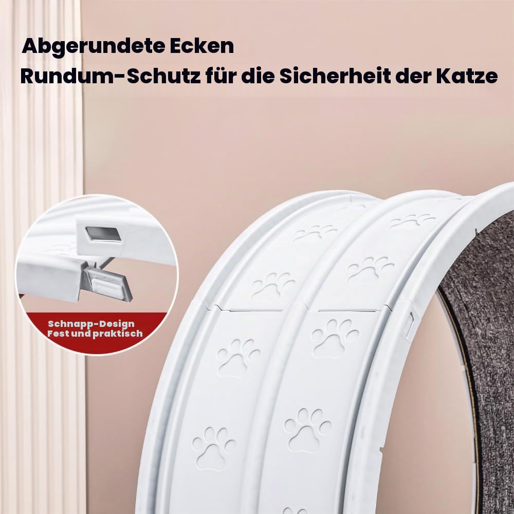 Laufrad für Katzen, Laufband, Ultraleises Sicherheits-Trainingsspielzeug für Katzen mit Verriegelungsmechanismus, Abnehmbarer Laufbahn mit Teppich zum Laufen & Kratzen (Grau)