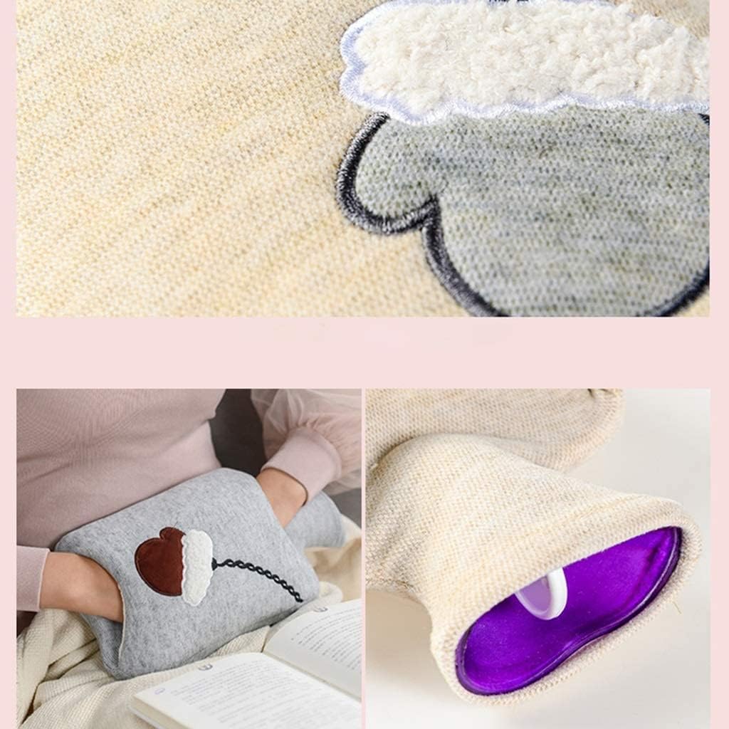 SKUZA Hot Water Bottle, Glove Hot Water Bottle with Removable Soft Cover Hot/Cold Water Bag Reusable Hand Warmer for Mother and Children (Color : Beige) (Color : Beige)