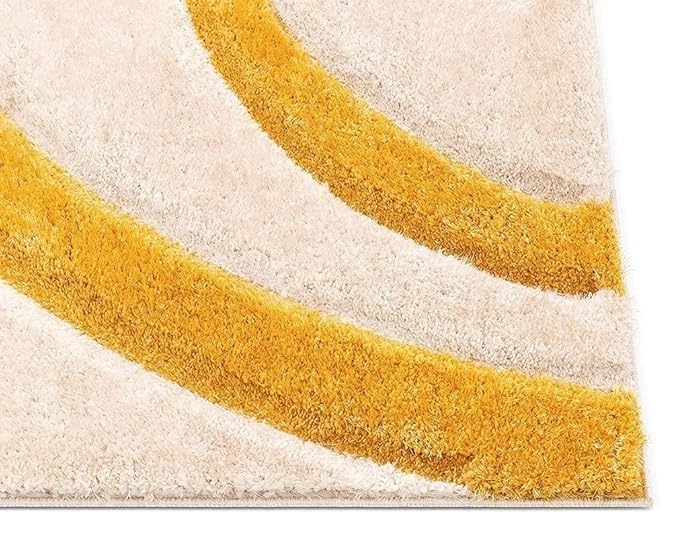 Image of Carpet for Living Room 5X7 FEET Modern Soft Shaggy Carpet Thick, Fluffy & 2 inch Pile Shag Rug for Your Kids Room, Bedroom & Livingroom (Yellow)