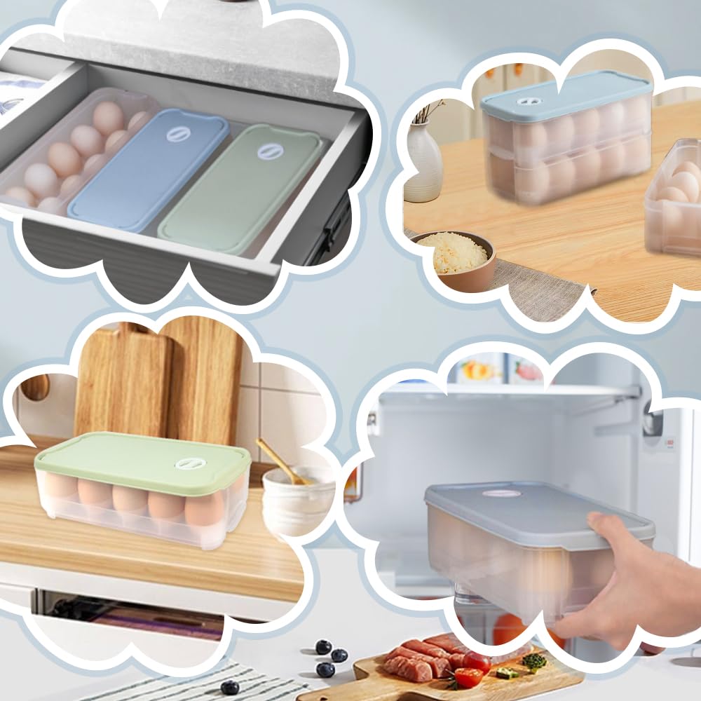 Portauova Frigorifero Con Data - Scatola Organizzata Per 20 Uova, Base Impilabile E Antiscivolo - Foto 3