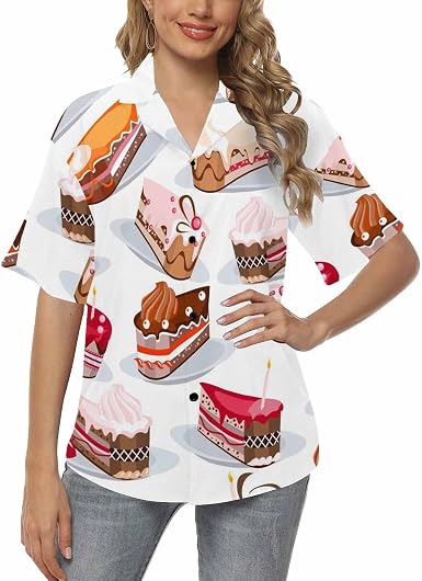 Amazon.com: InterestPrint Diferentes rebanadas de pastel para mujer, estilo  casual, con botones, camisa hawaiana, para vacaciones, campamento : Ropa,  Zapatos y Joyería
