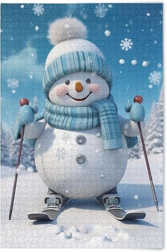 Rompecabezas de 1000 piezas de muñeco de nieve de invierno para ilustraciones de juegos para adultos, adolescentes y niños 20323009
