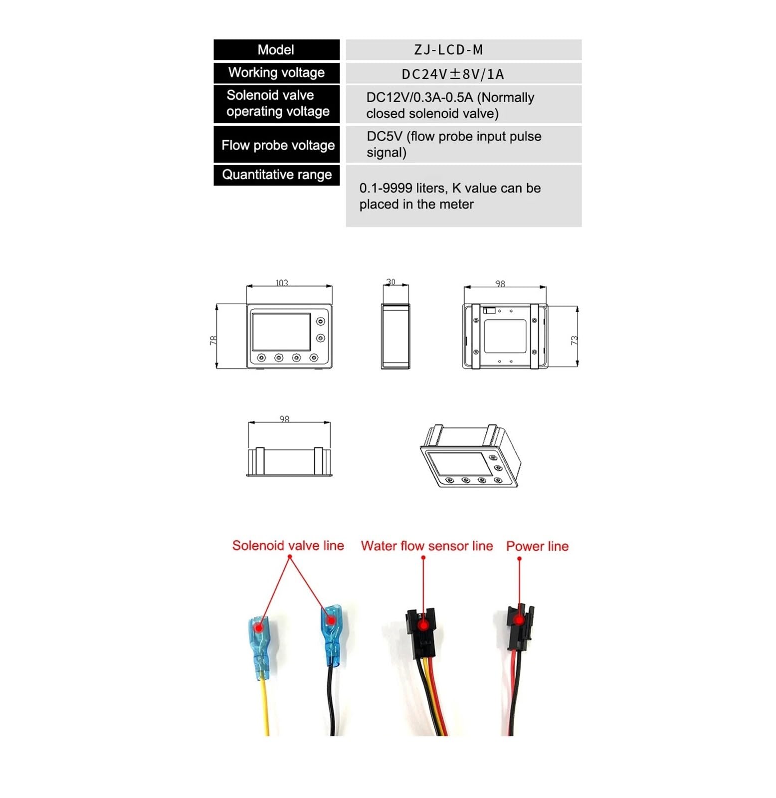 DN15 Digitalanzeige Durchflussmengenregler 1/2" Wasserdurchflusssensor Magnetventil zur Steuerung und Anzeige des Flüssigkeitsdurchflusses